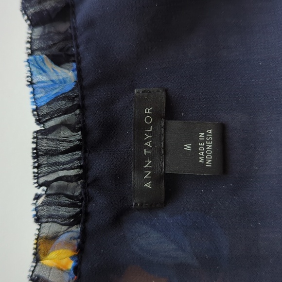 Ann Taylor Lemon Print Cinch Waist Blouse Size M - Picture 5 of 6